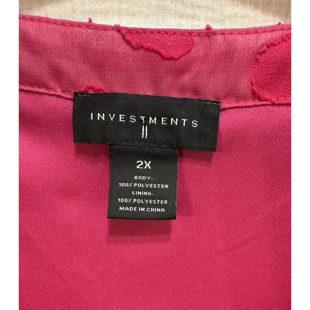 Investments II Top Women's 2X Pink Crew Neck Short Sleeve Floral Appliqué Casual - Picture 5 of 8